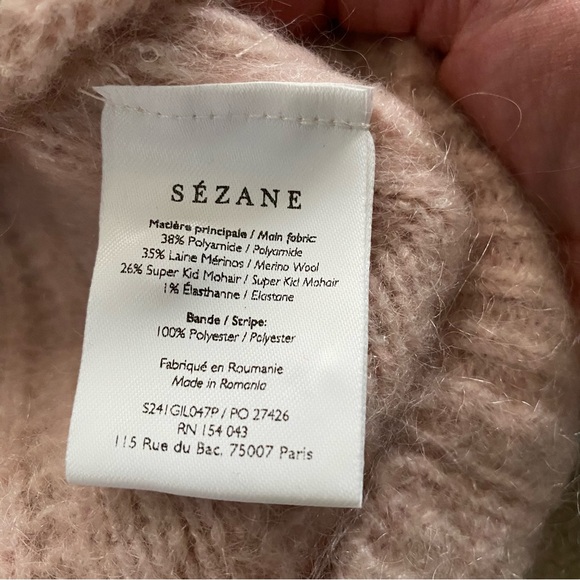 Sezane Antonetta Cardigan Sweater Jumper Powder Pink Merino Wool Mohair Medium - Picture 10 of 13